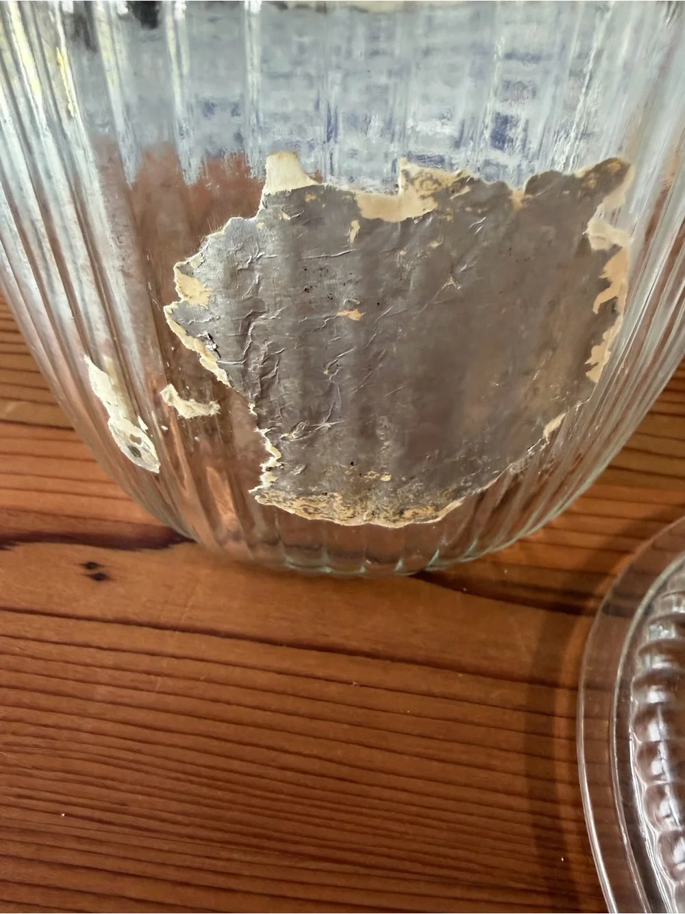 Vintage Clear Glass Ribbed Storage Jar with Lid - Clear EUC new chips cracks